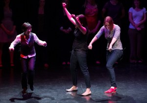 On stage performing improv at Fear Experiment 2. (Shh... don't tell anyone we were pretending to be the Backstreet Boys.)